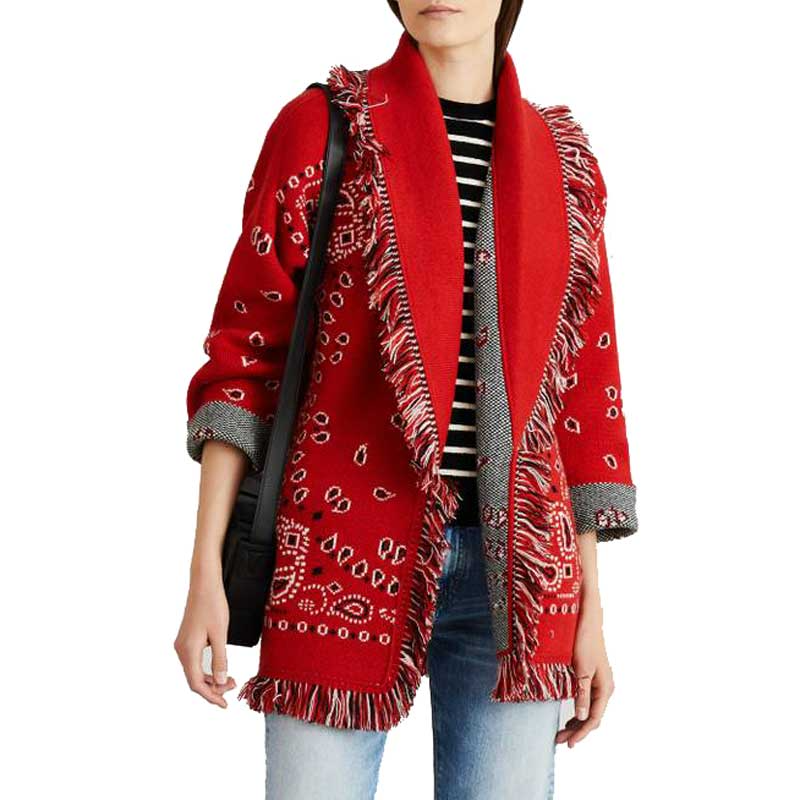 Red Ahanu Oversized Cardigan Jacket