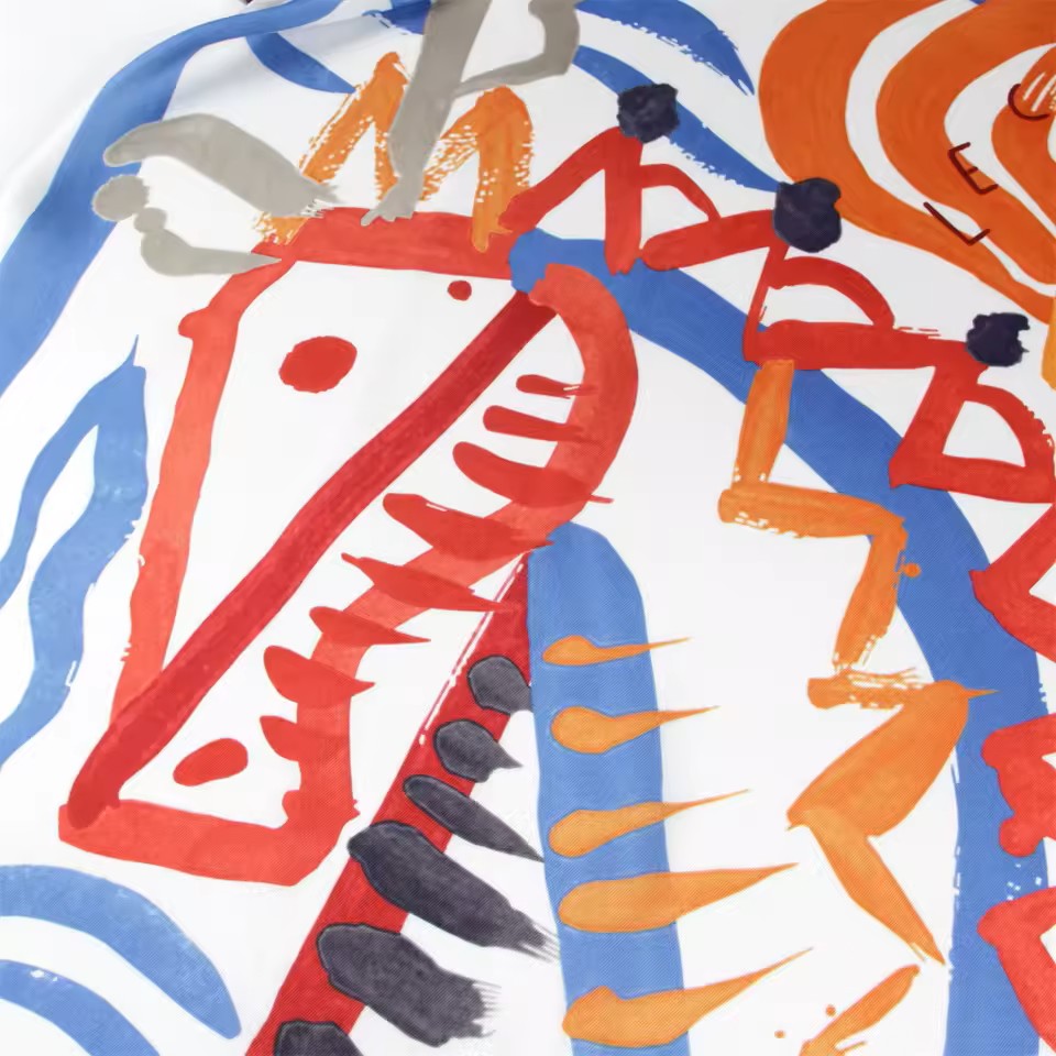 Sooo Arty Blue Silk Scarf / 90cm