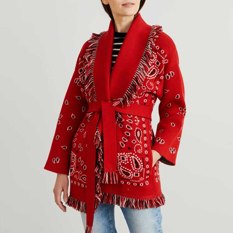 Red Ahanu Oversized Cardigan Jacket