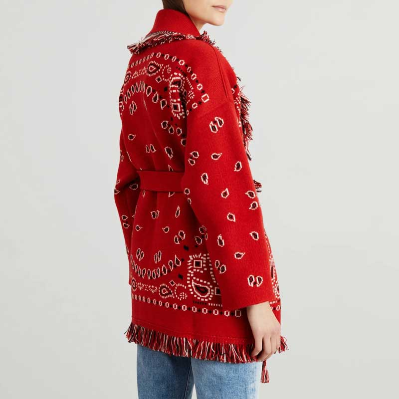 Red Ahanu Oversized Cardigan Jacket