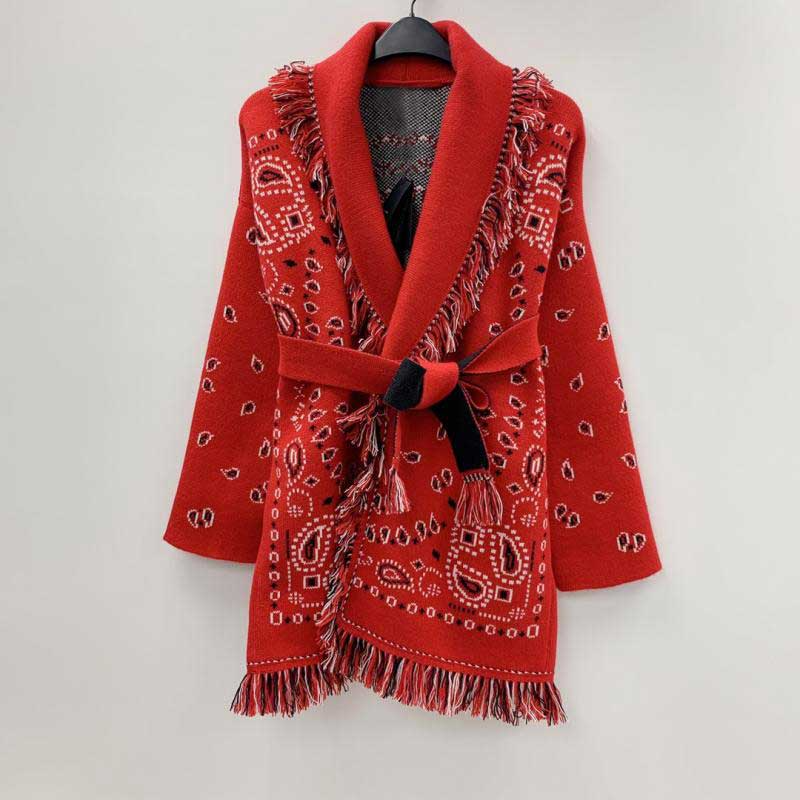 Red Ahanu Oversized Cardigan Jacket