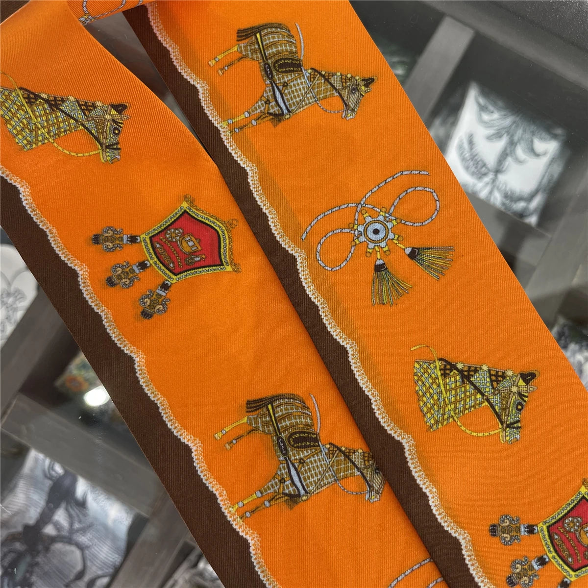 Luna Orange Twilly Skinny Scarf