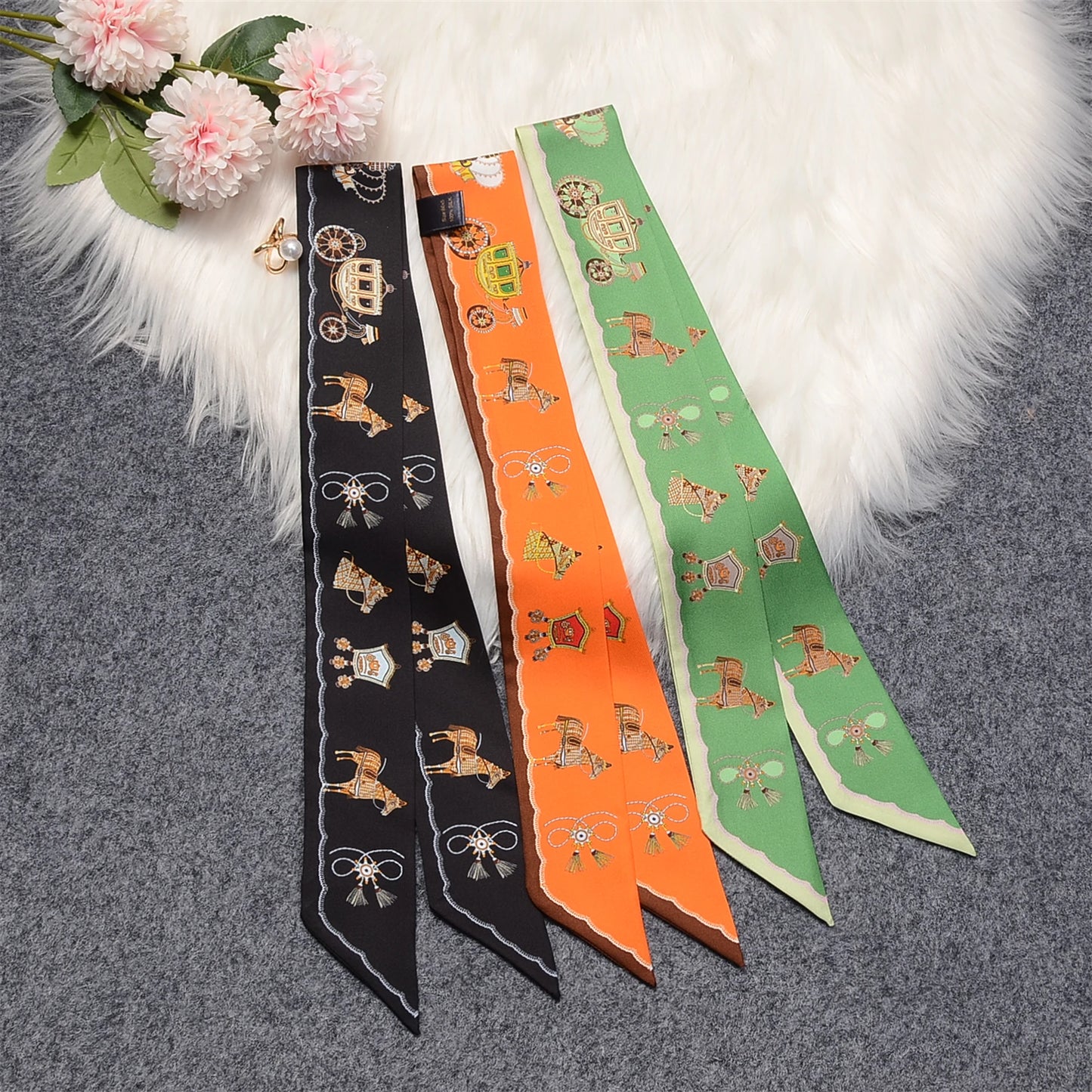 Luna Orange Twilly Skinny Scarf