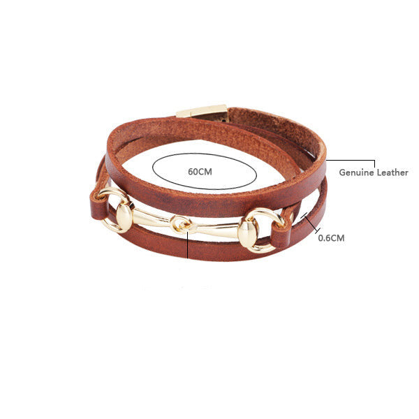 Leather Wrap Snaffle Bit Bracelet