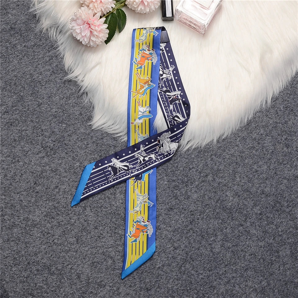 Nina Navy Twilly Skinny Scarf