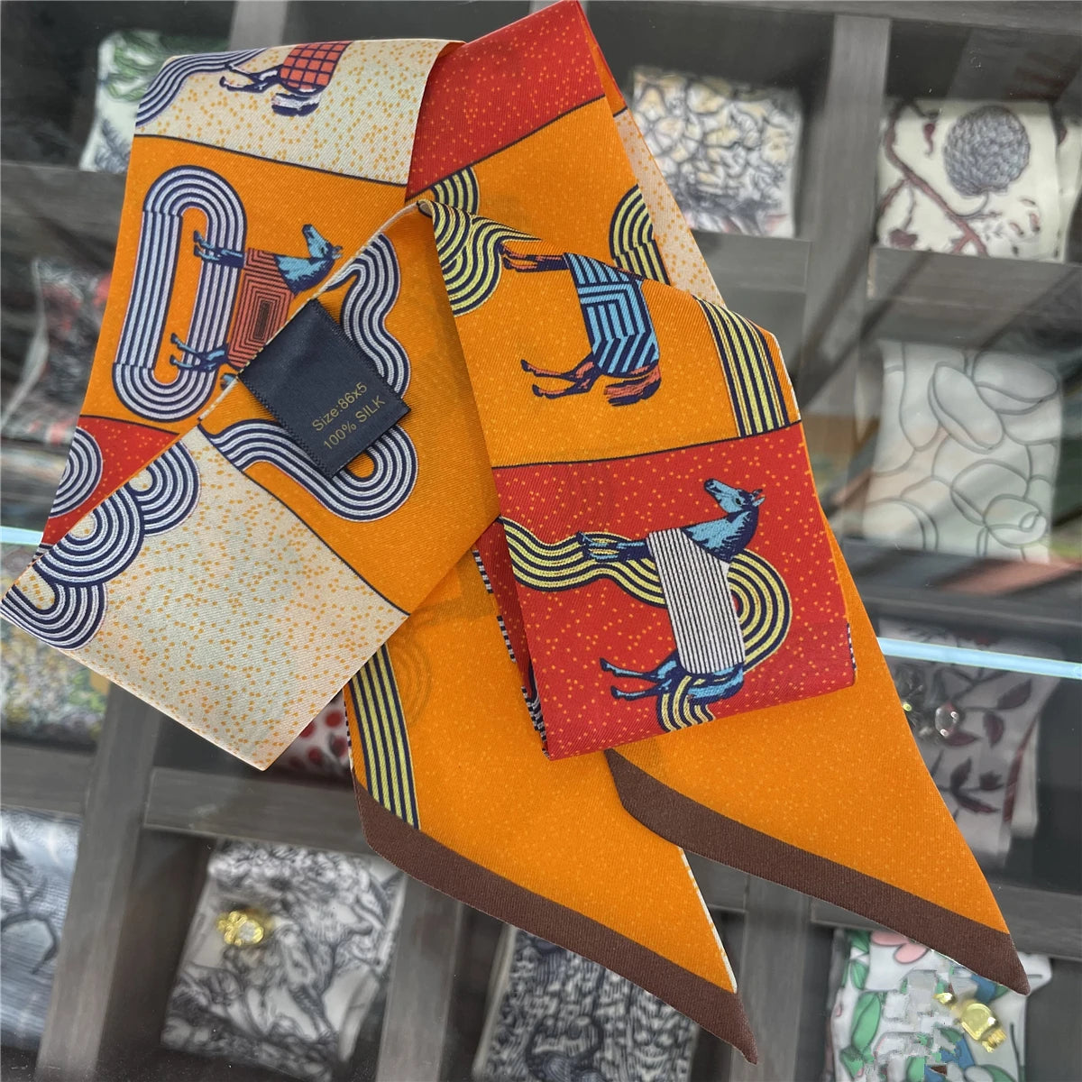 Mara Orange Twilly Skinny Scarf
