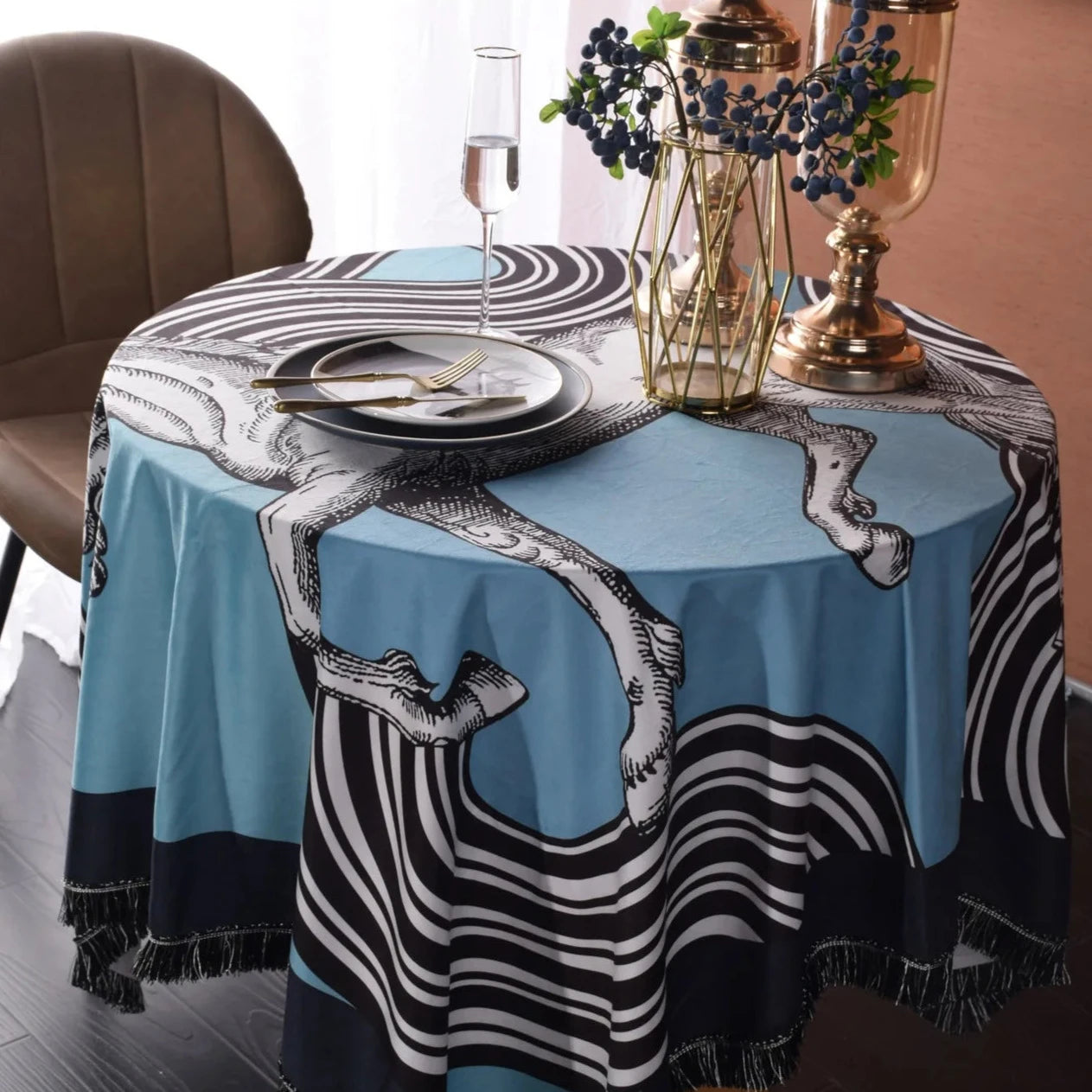 Cassaro Horse Print Velvet Tablecloth