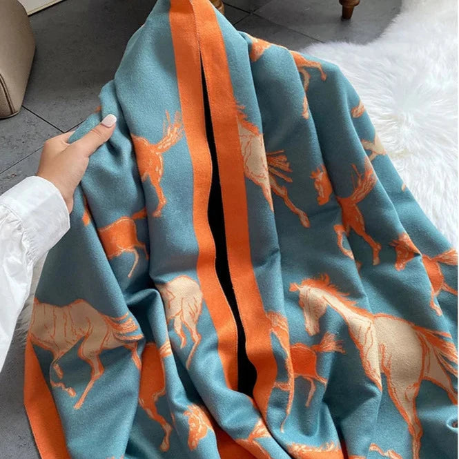 Huguette Pashmina Scarf Blue