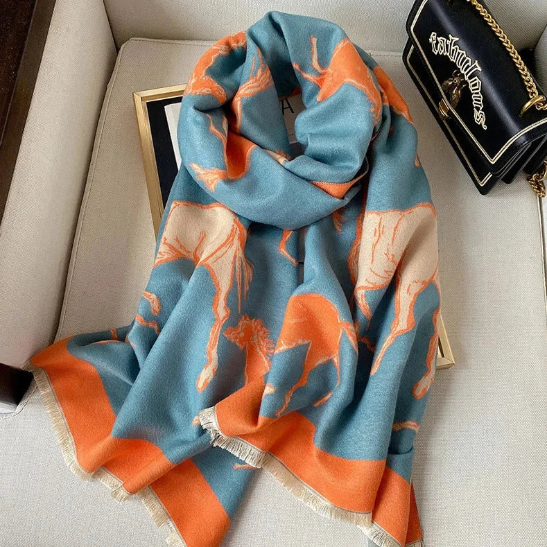 Huguette Pashmina Scarf Blue