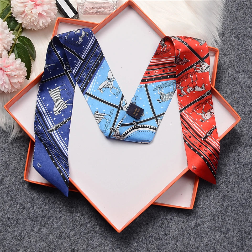 Nana Red & Blue Twilly Skinny Scarf