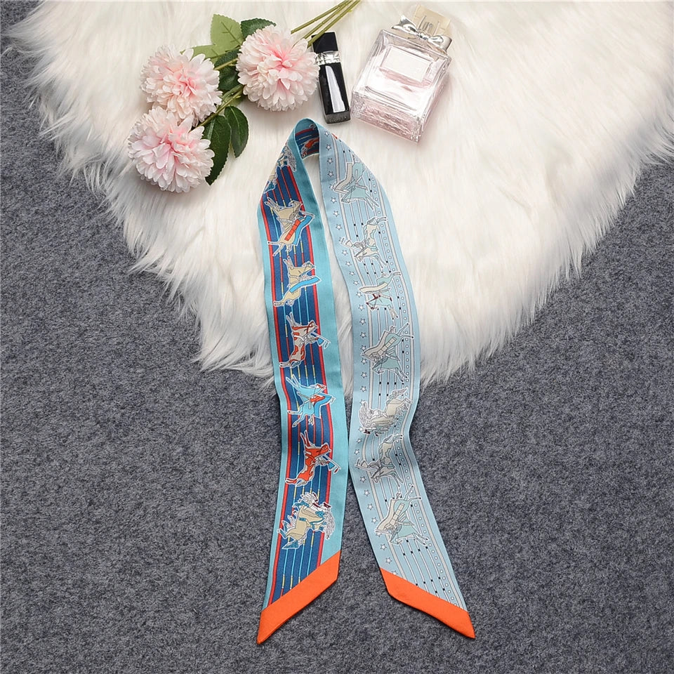Nina Blue Twilly Skinny Scarf
