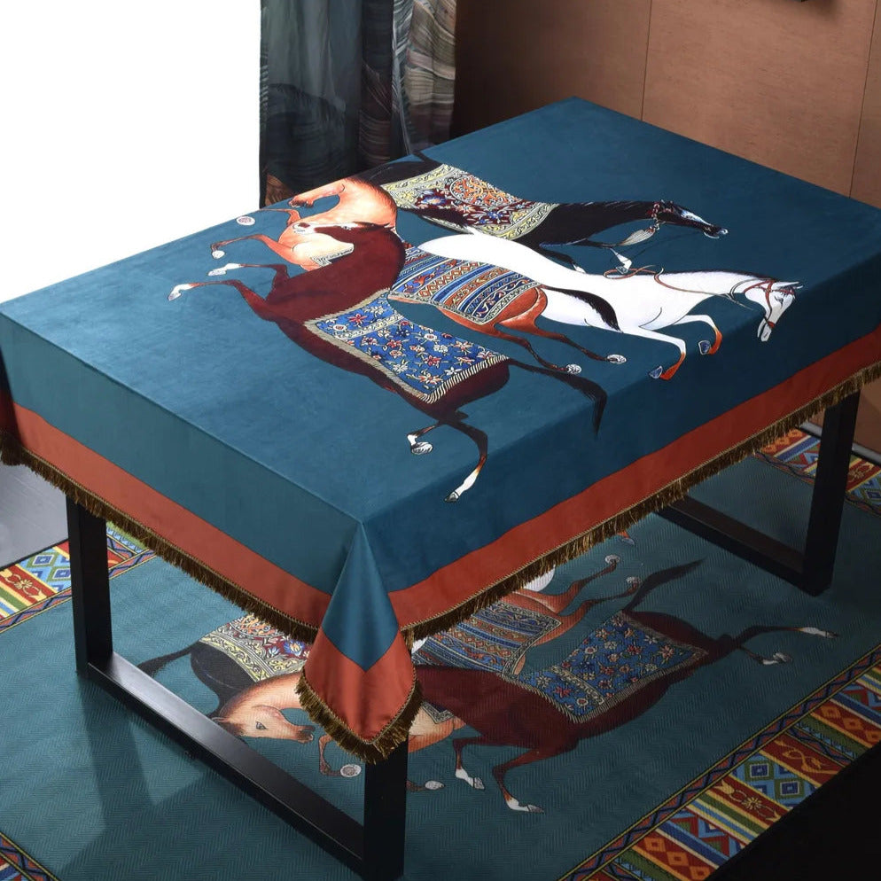 Limatola Horse Print Velvet Tablecloth