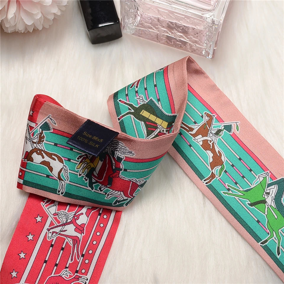 Nina Red Twilly Skinny Scarf