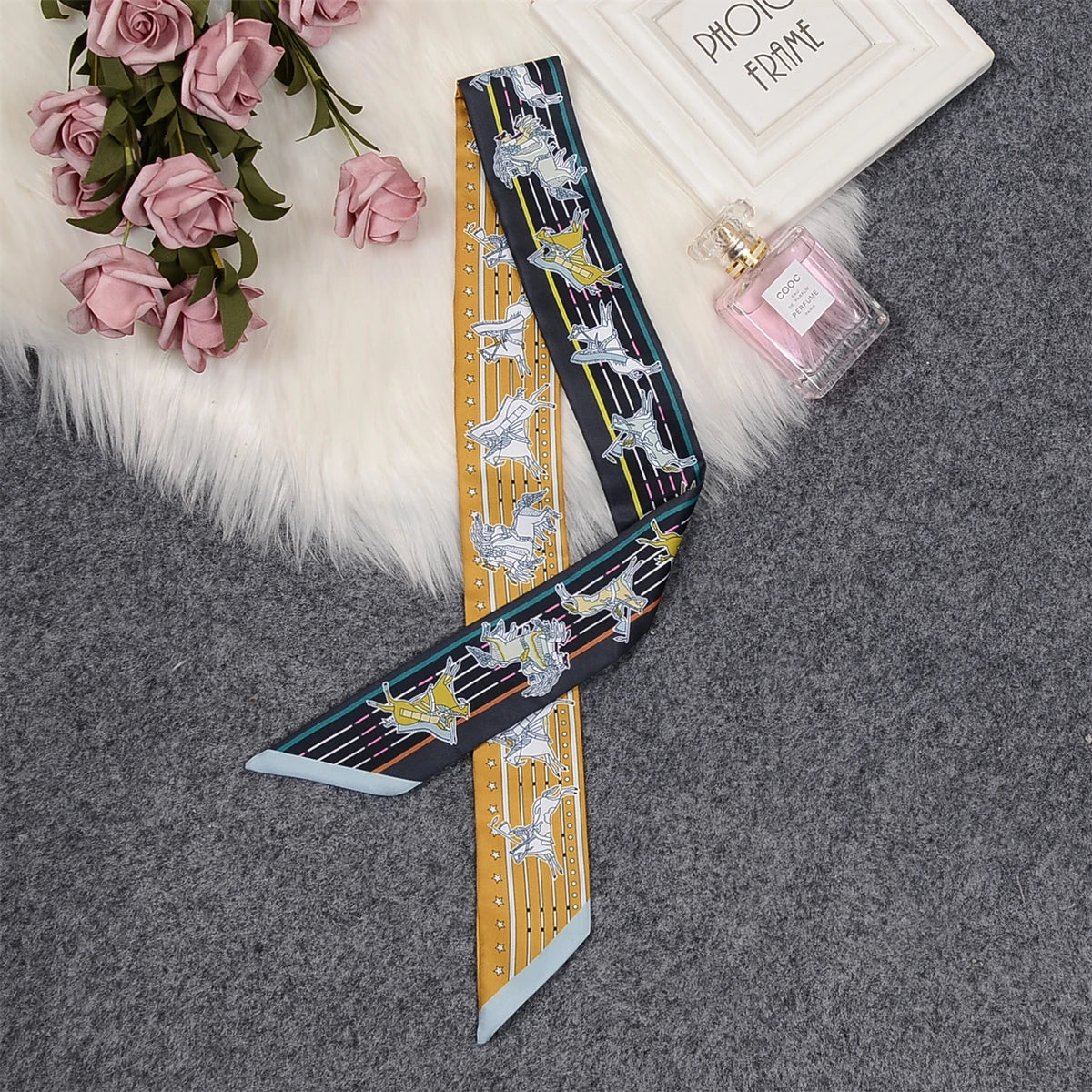 Nina Black & Ochre Twilly Skinny Scarf