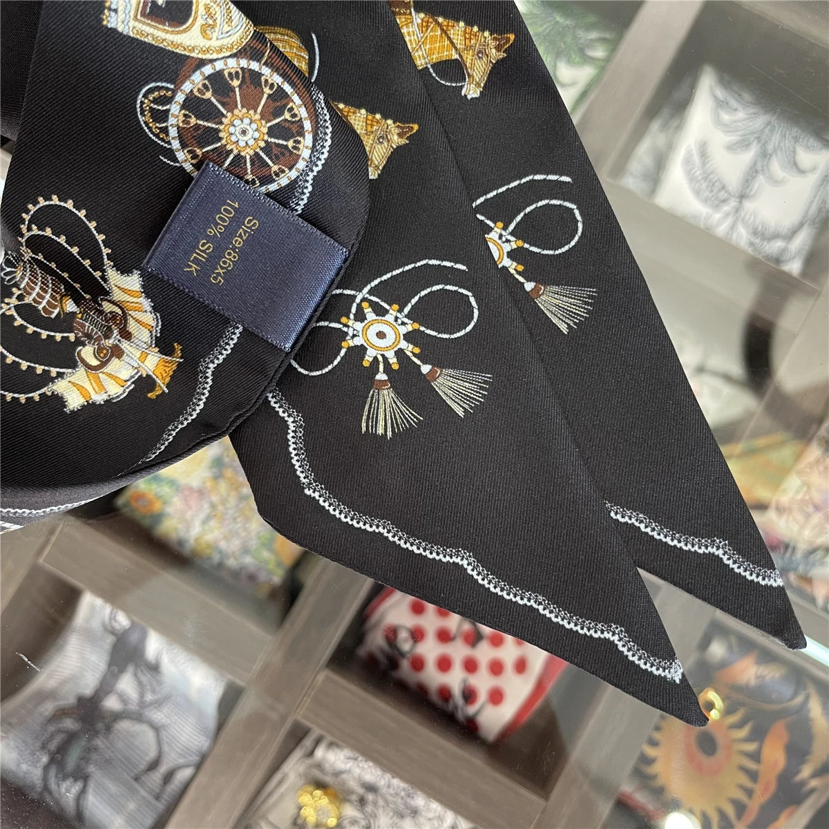 Luna Black Twilly Skinny Scarf