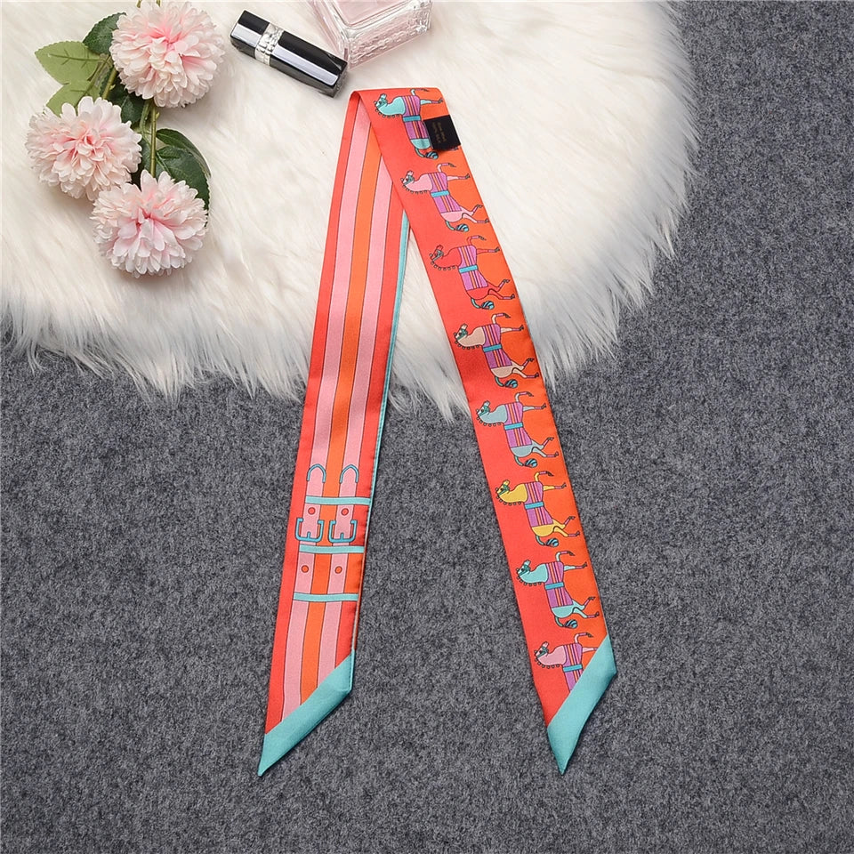 Mira Orange Twilly Skinny Scarf