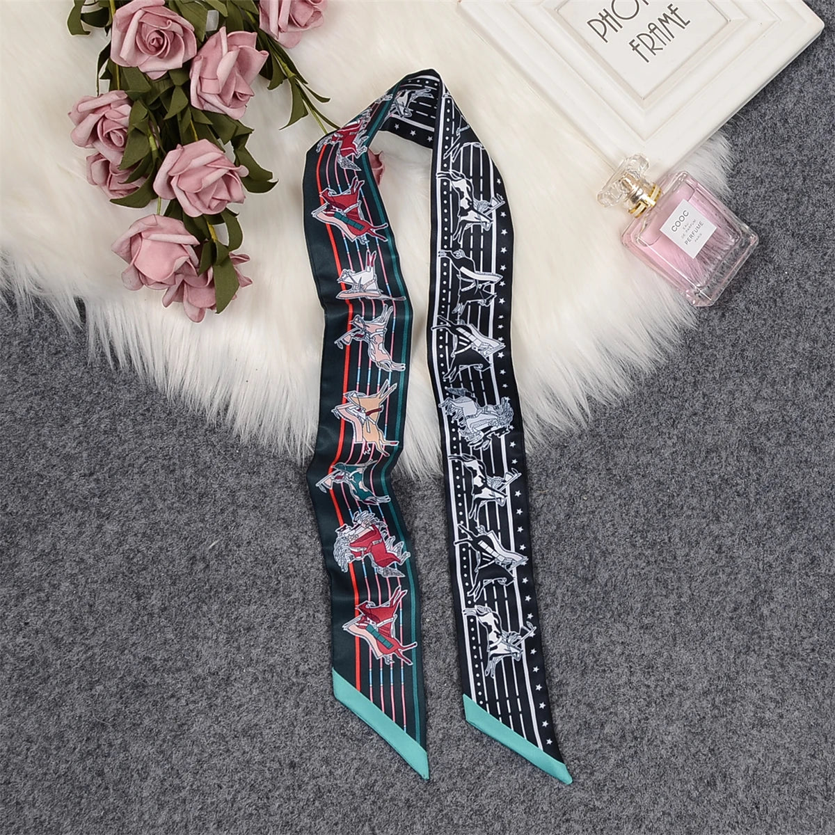 Nina Black Twilly Skinny Scarf