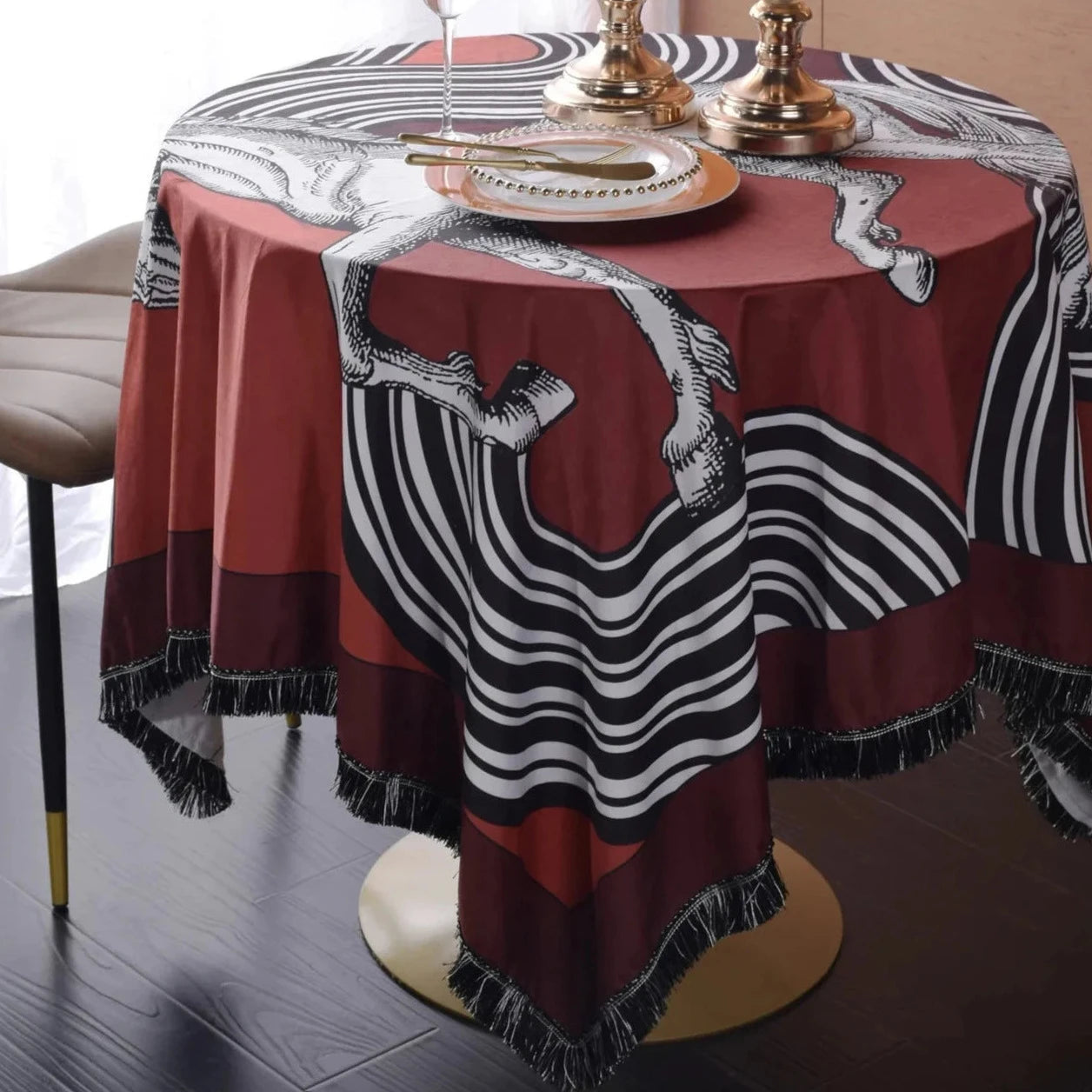 Arese Horse Print Velvet Tablecloth