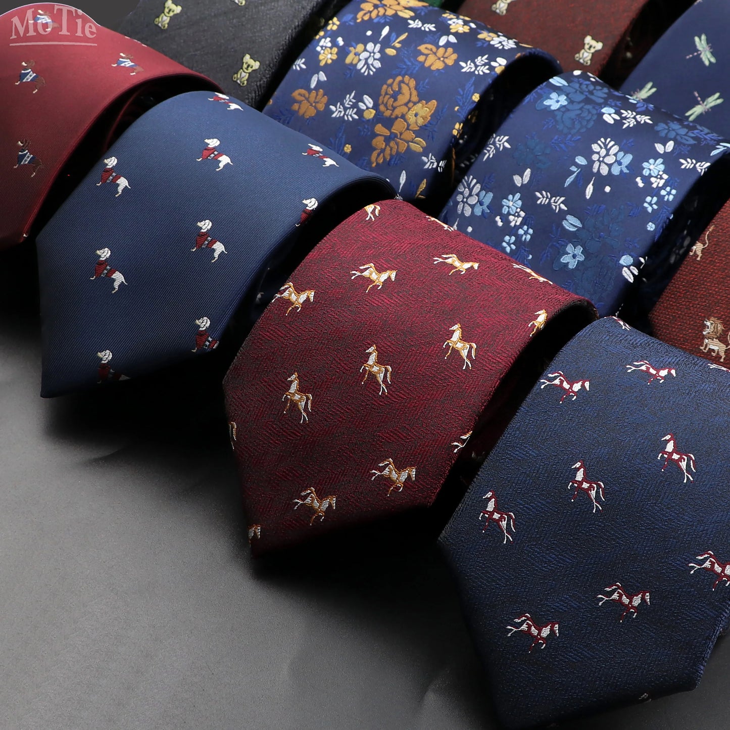 Men's Tie Horse Burgundy