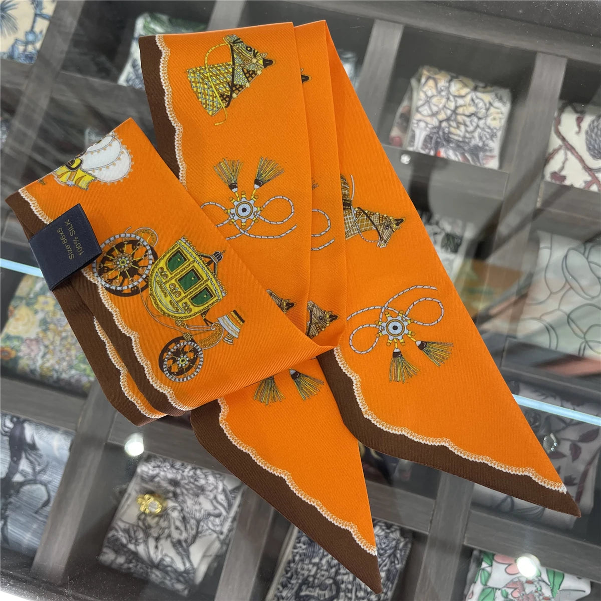 Luna Orange Twilly Skinny Scarf