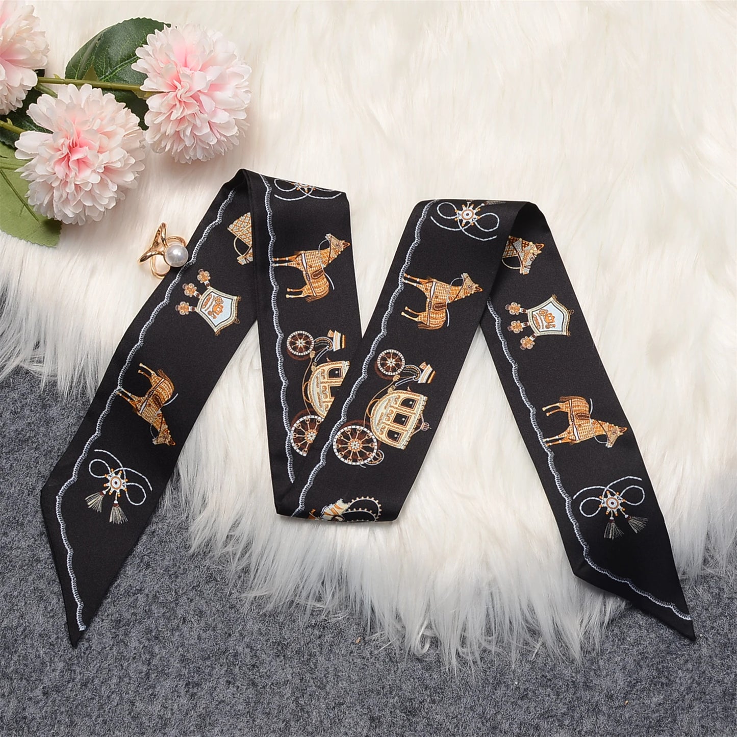 Luna Black Twilly Skinny Scarf