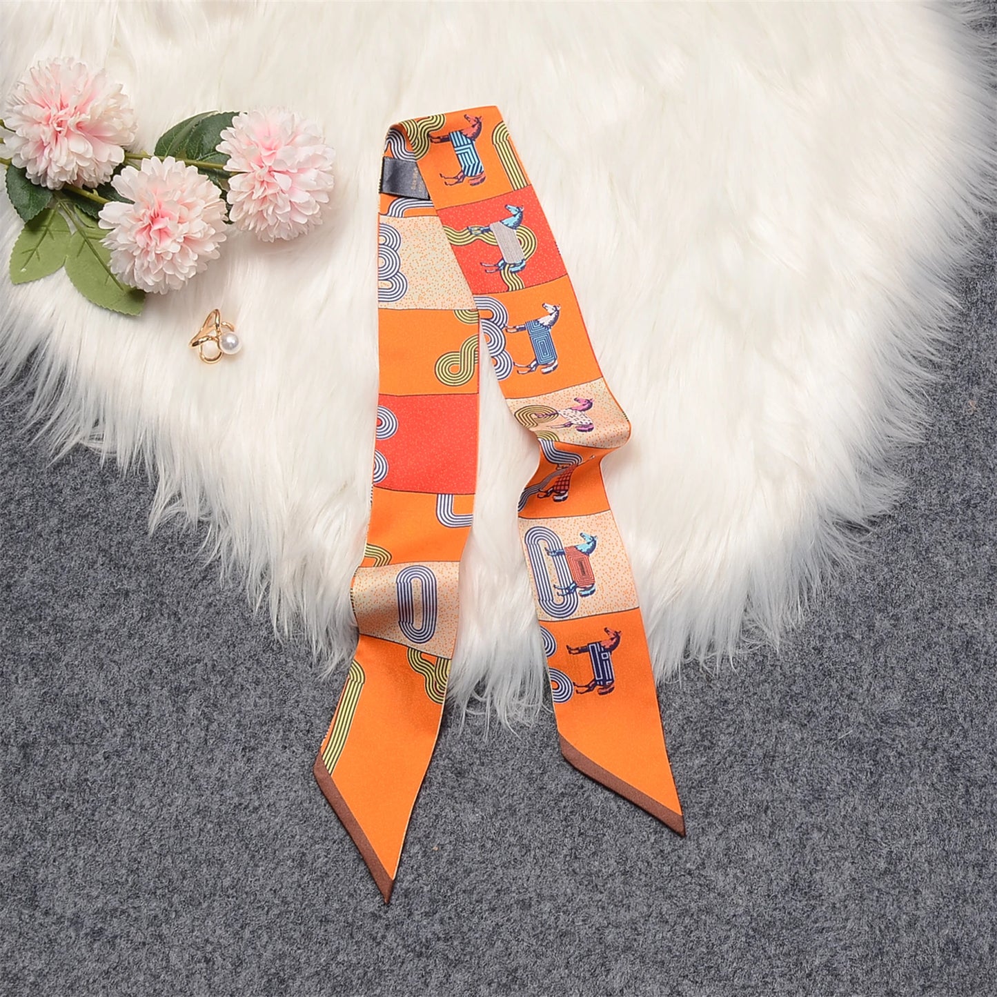 Mara Orange Twilly Skinny Scarf