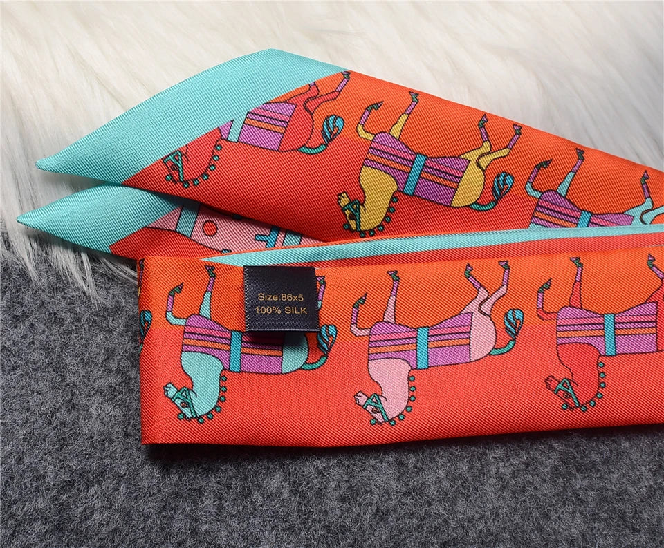 Mira Orange Twilly Skinny Scarf
