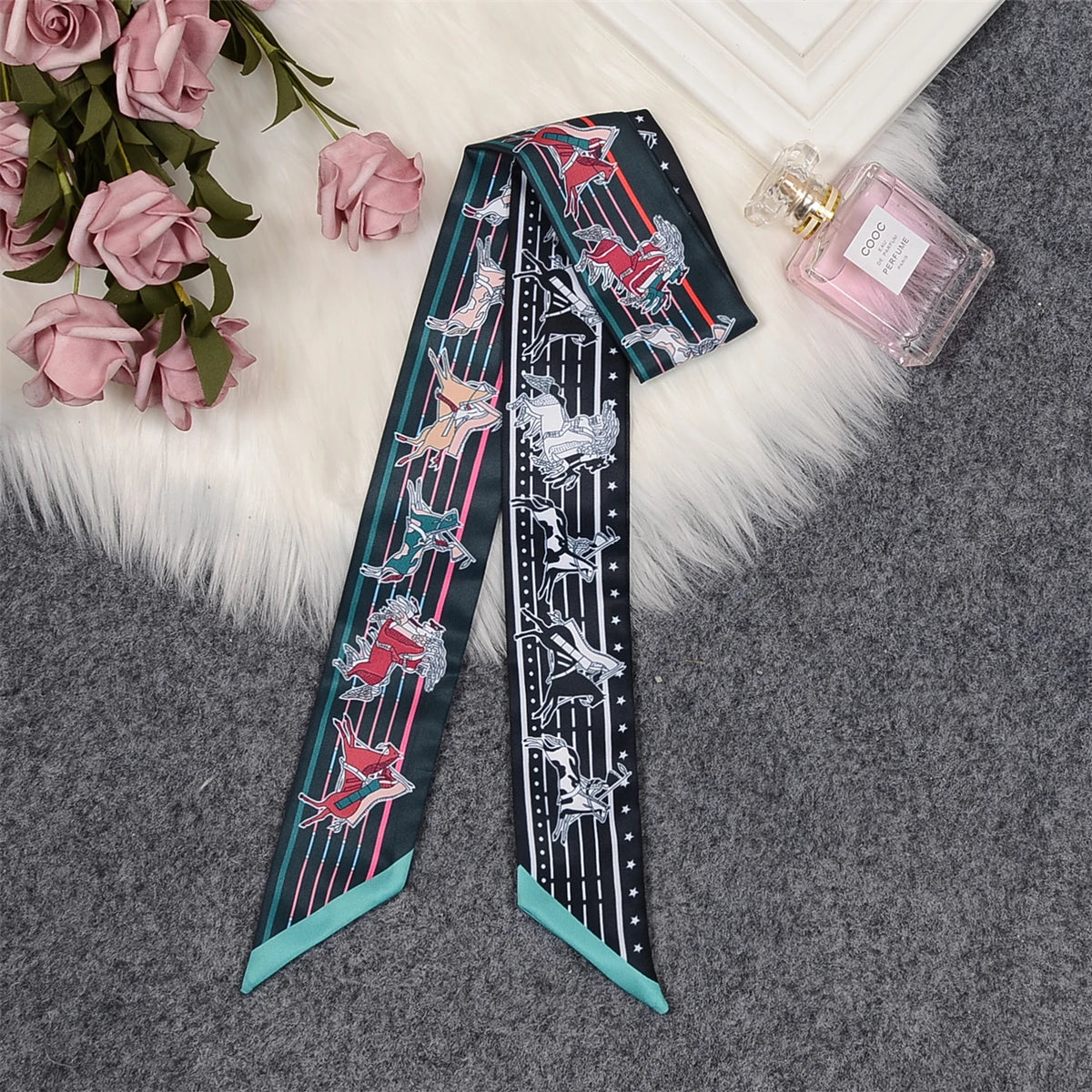 Nina Black Twilly Skinny Scarf