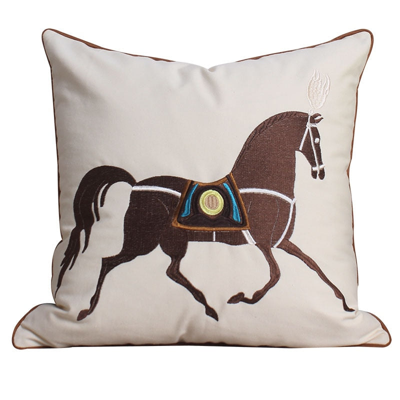 Aria Embroidered Velvet Pillow Cover Brown 18" x 18"