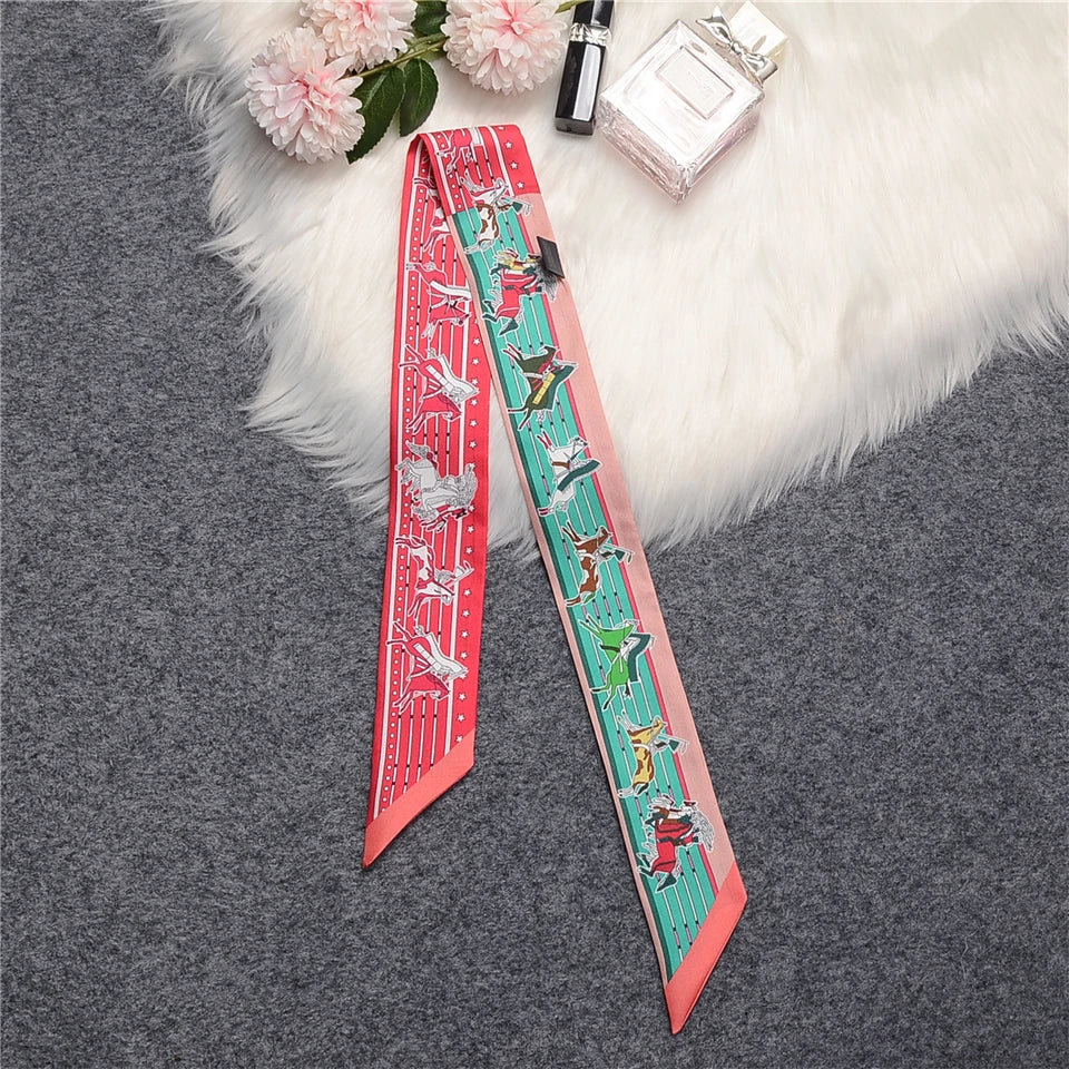 Nina Red Twilly Skinny Scarf