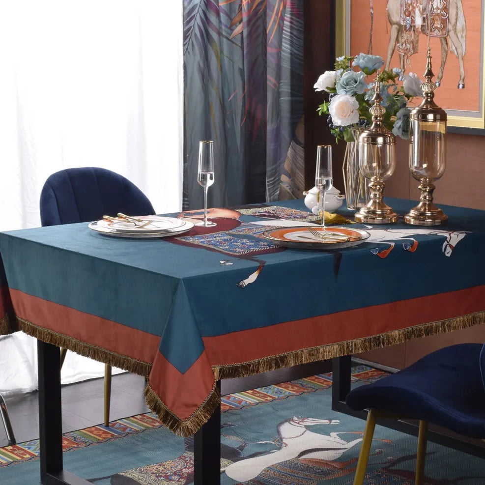 Limatola Horse Print Velvet Tablecloth