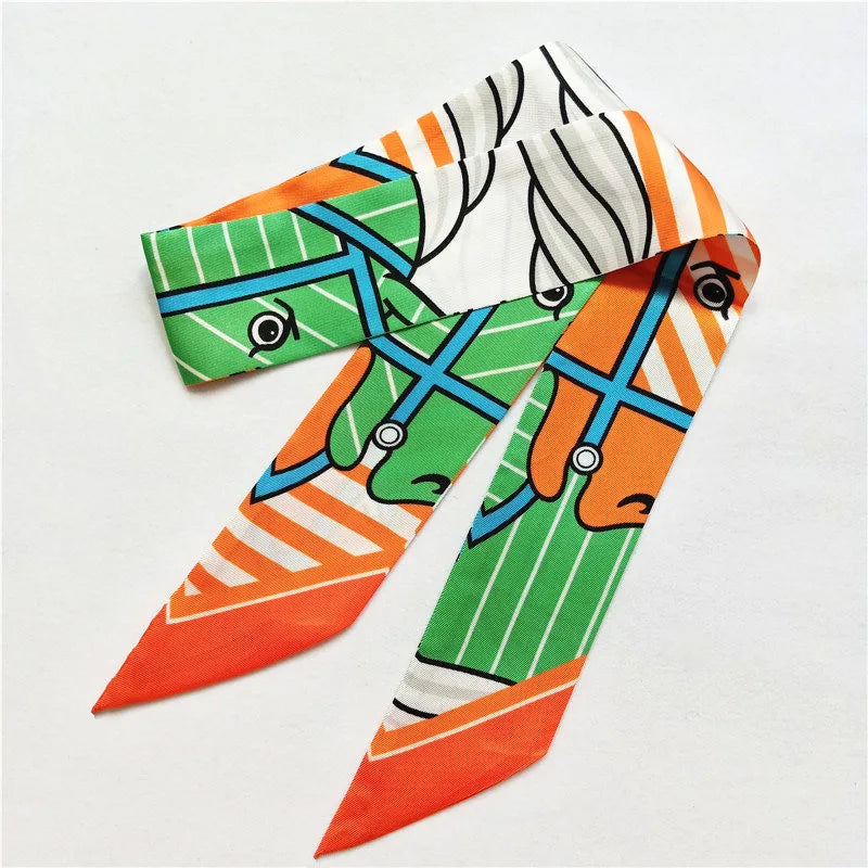 Lana Green & Orange Twilly Skinny Scarf