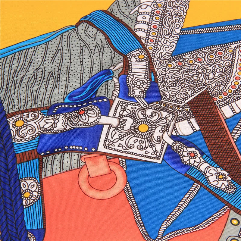 Saddle Yellow Silk Scarf / 90cm