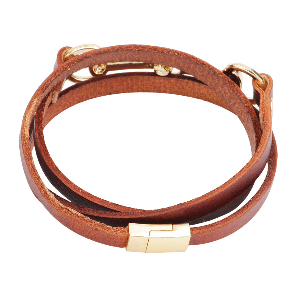 Leather Wrap Snaffle Bit Bracelet