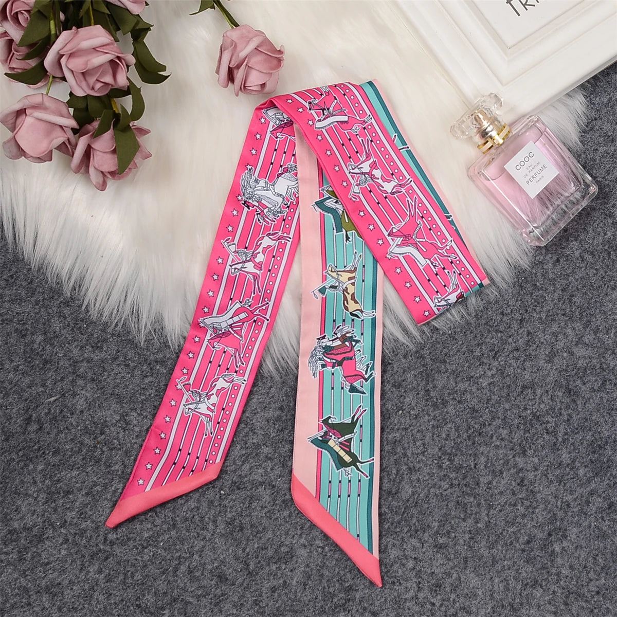 Nina Pink & Blue Twilly Skinny Scarf