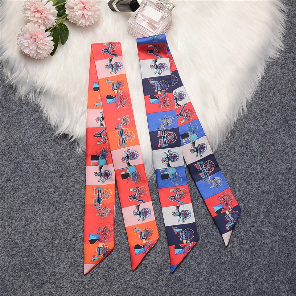 Brana Orange Twilly Skinny Scarf