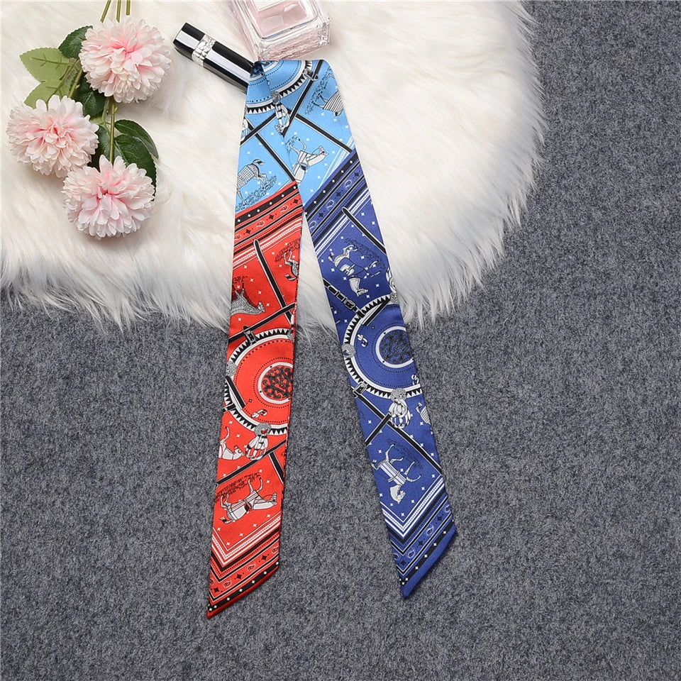 Nana Red & Blue Twilly Skinny Scarf