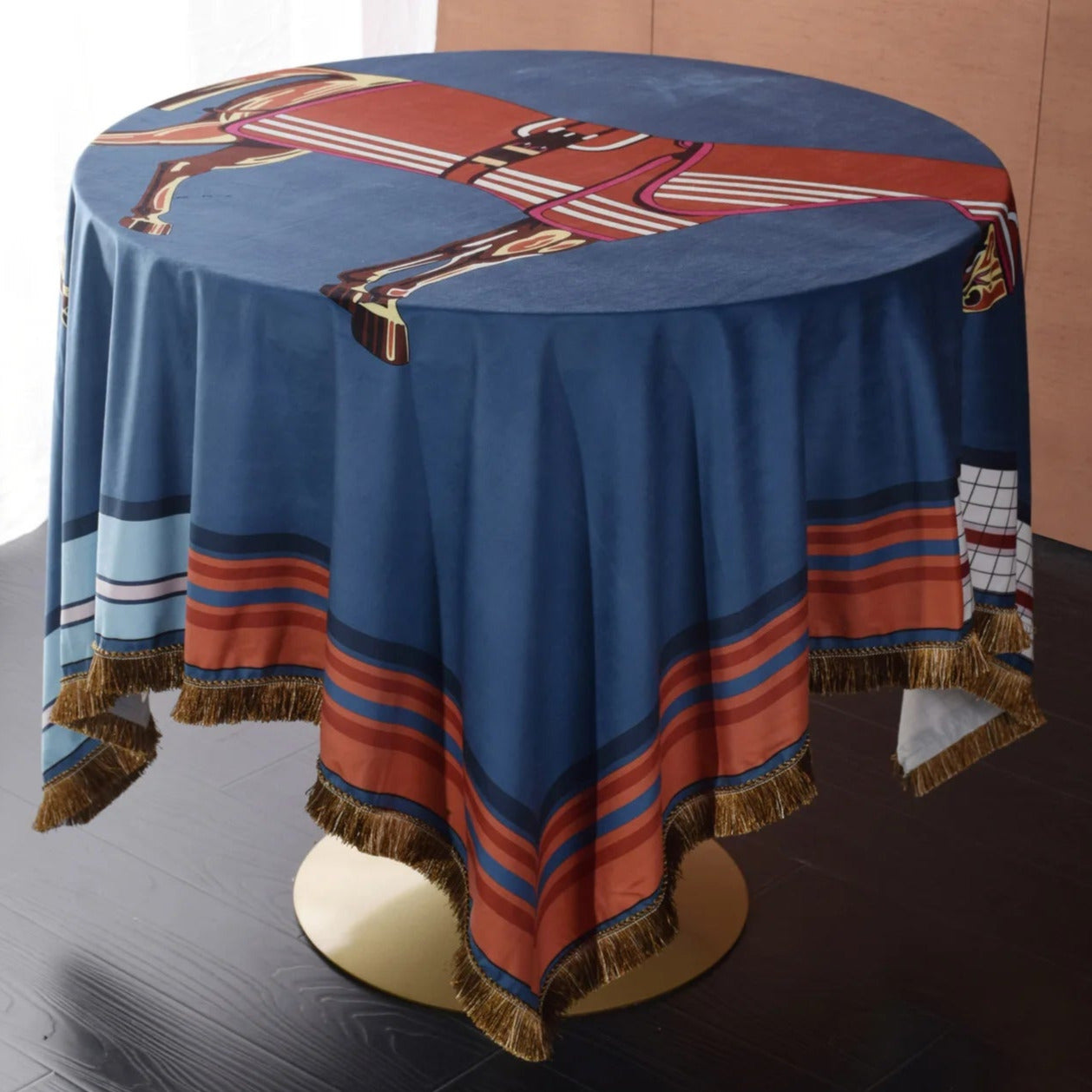Botticino Horse Print Velvet Tablecloth