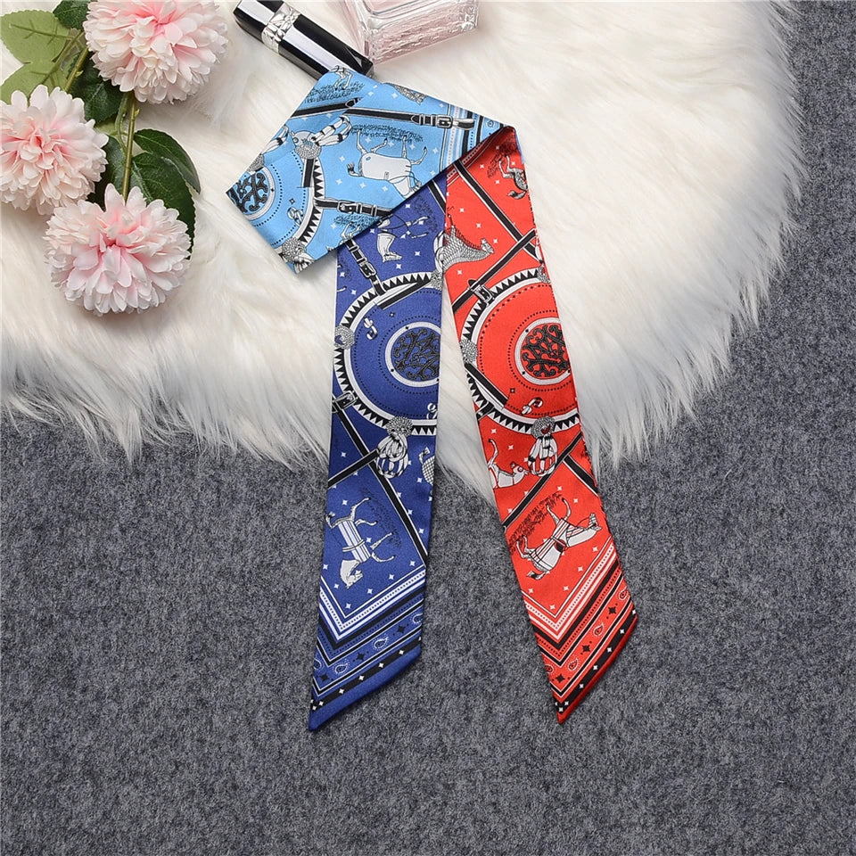 Nana Red & Blue Twilly Skinny Scarf