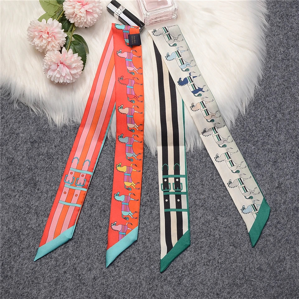 Mira Green Twilly Skinny Scarf