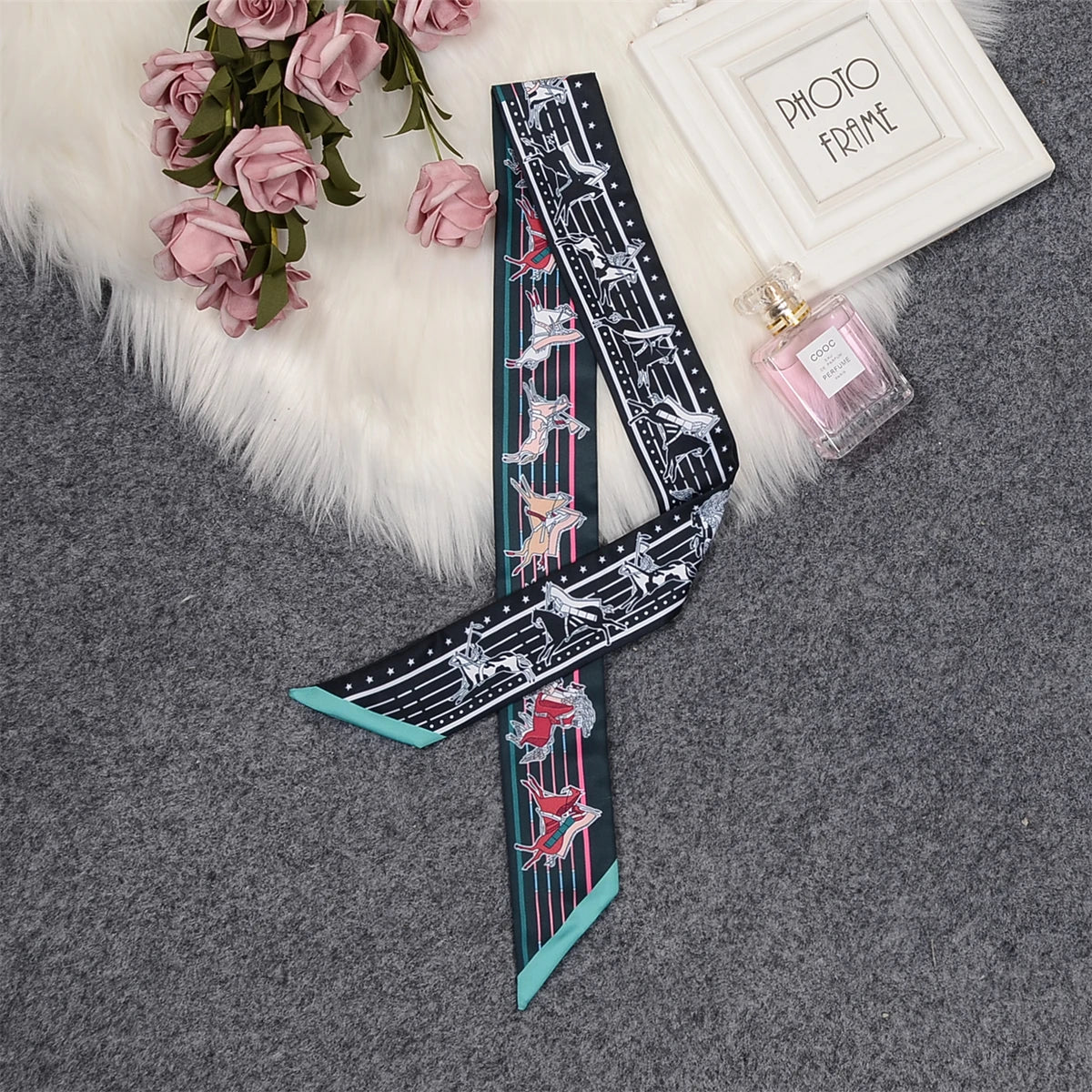Nina Black Twilly Skinny Scarf