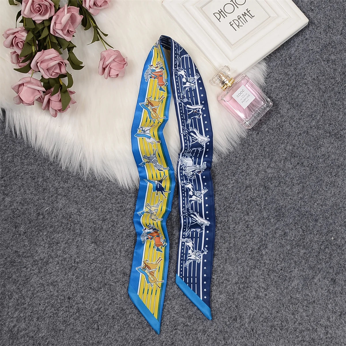 Nina Blue & Yellow Twilly Skinny Scarf