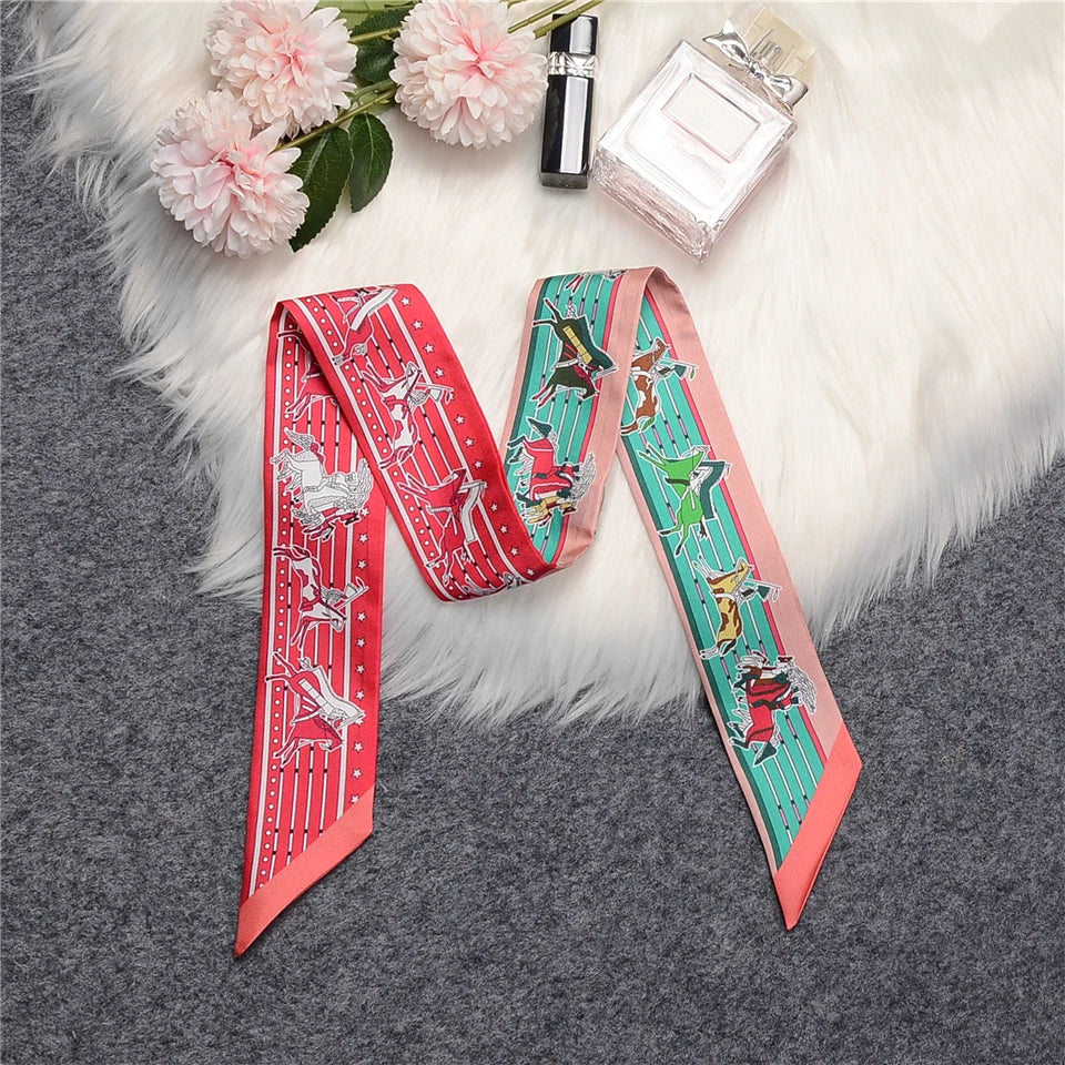 Nina Red Twilly Skinny Scarf