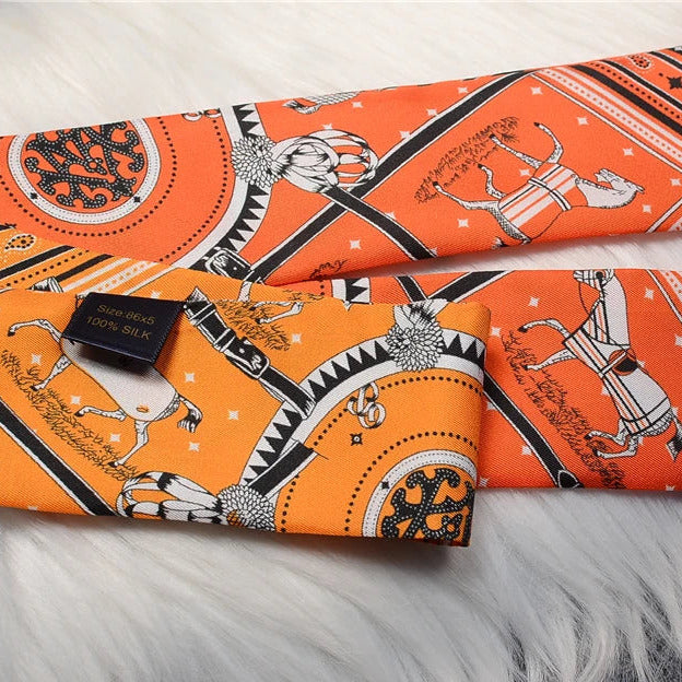 Nana Orange Twilly Skinny Scarf