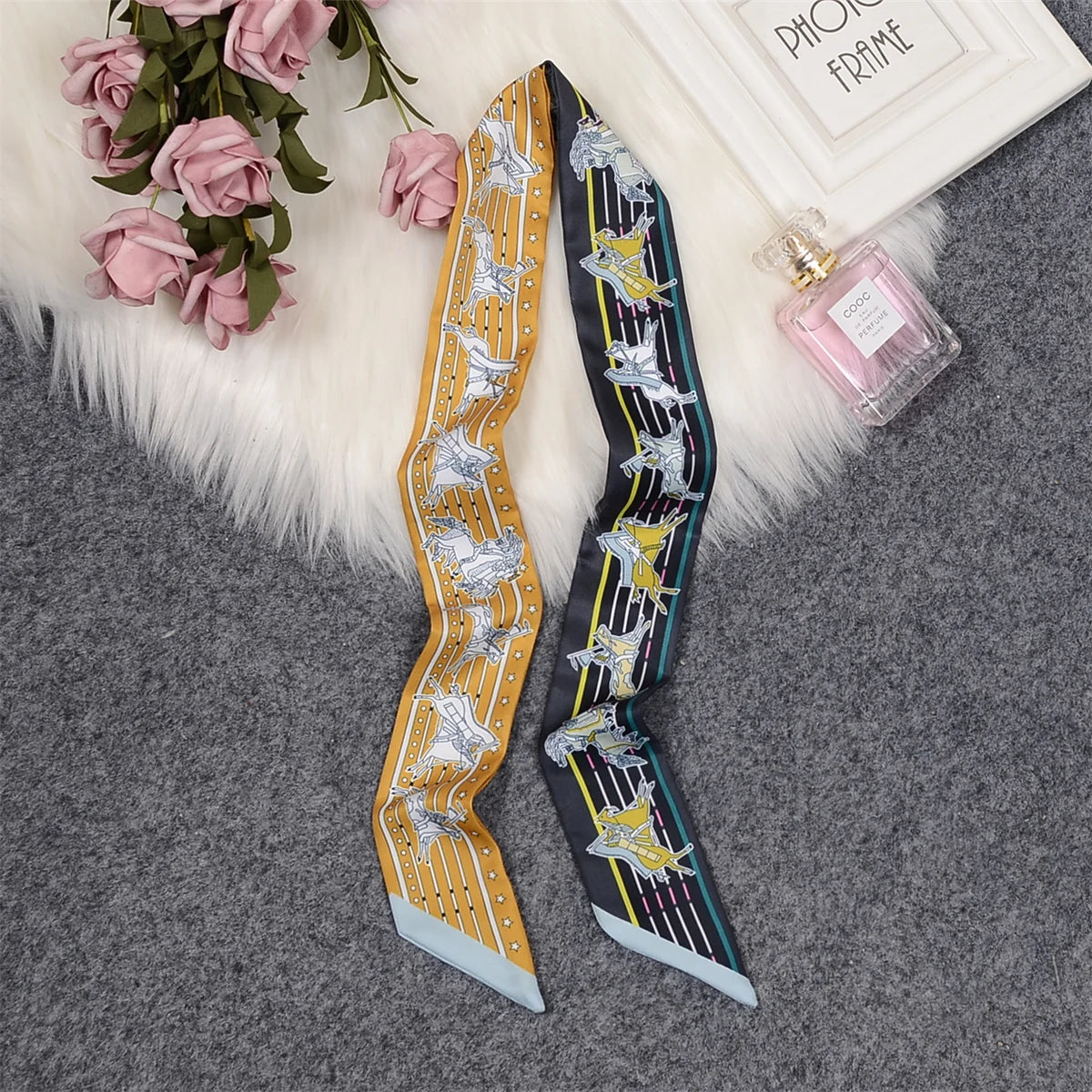 Nina Black & Ochre Twilly Skinny Scarf