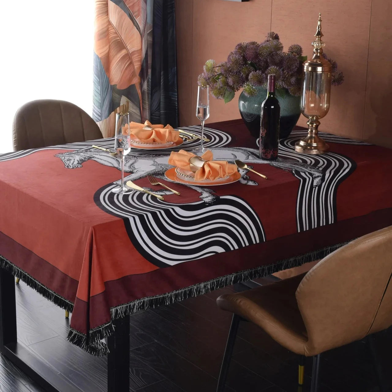 Arese Horse Print Velvet Tablecloth