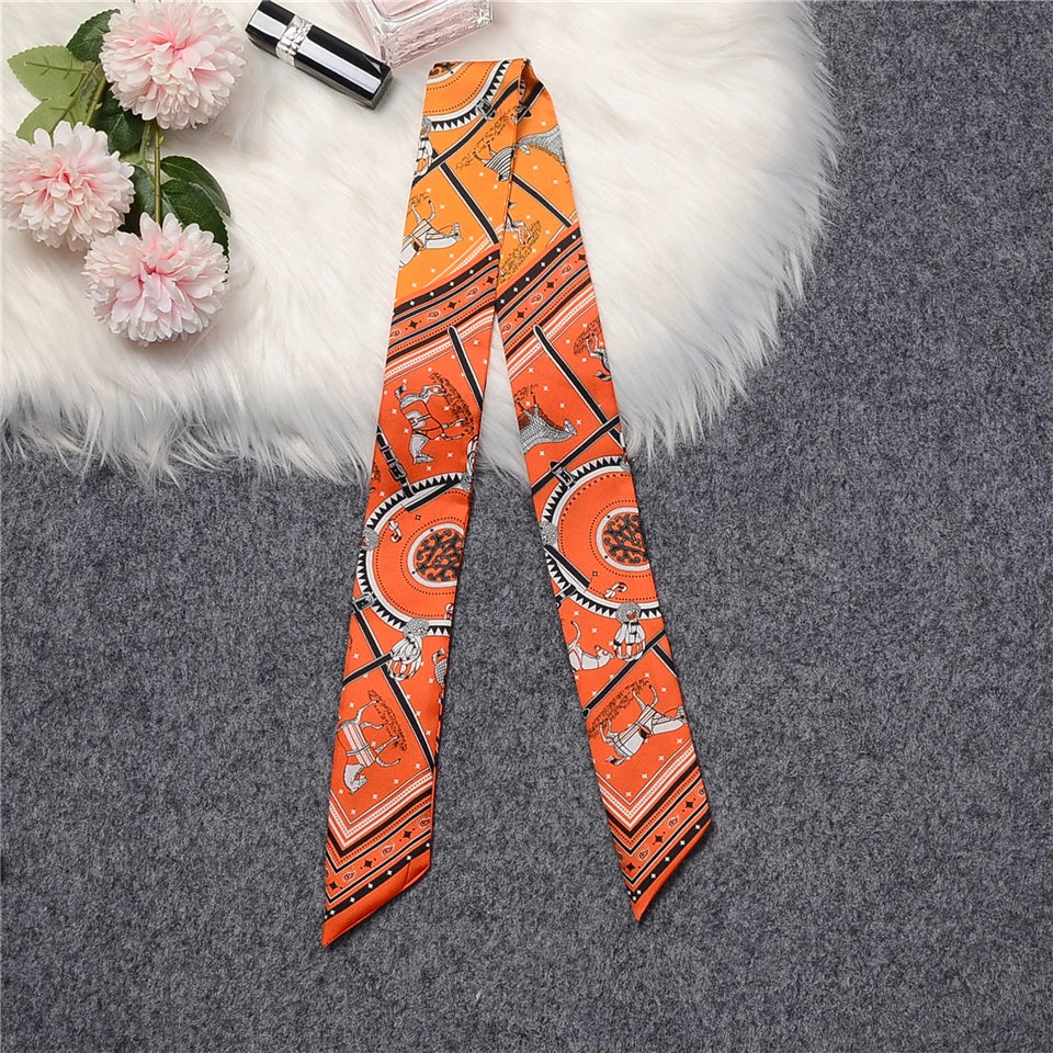 Nana Orange Twilly Skinny Scarf