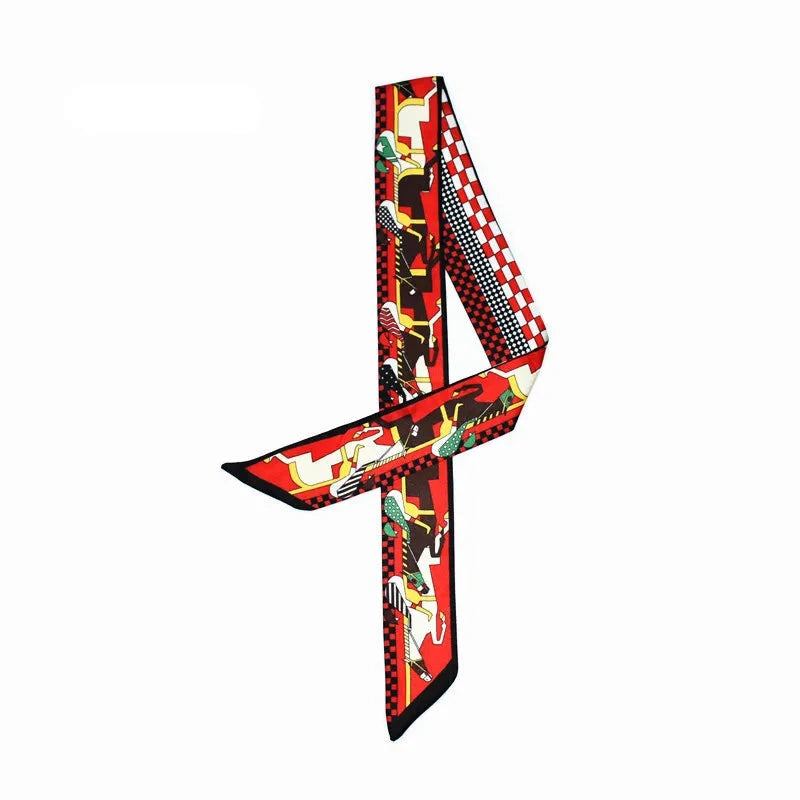 Fica Red Twilly Skinny Scarf