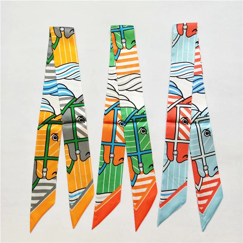 Lana Green & Orange Twilly Skinny Scarf