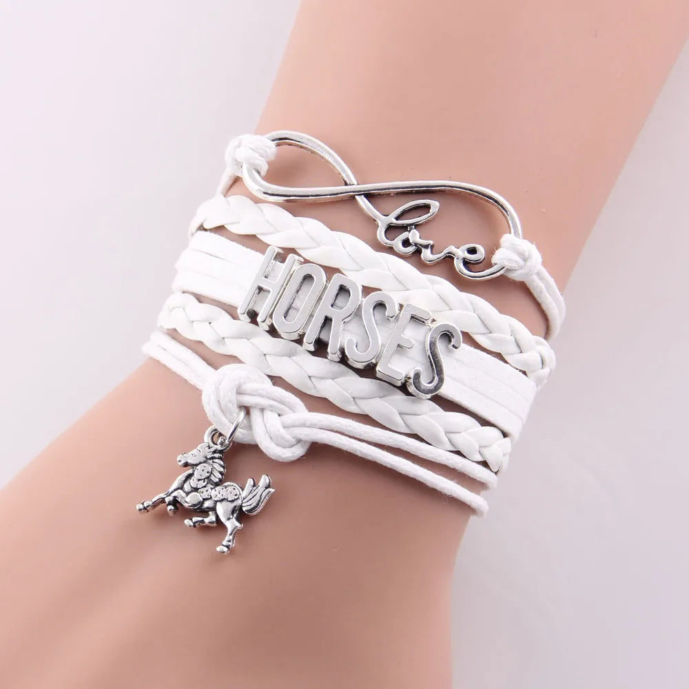 Horses Infinity Love Wrap Leather Bracelet